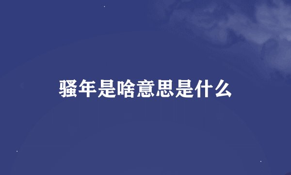 骚年是啥意思是什么