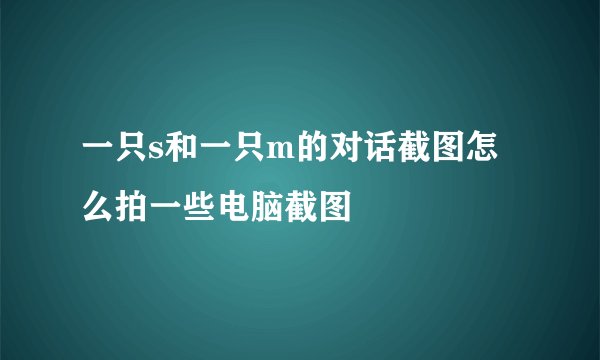 一只s和一只m的对话截图怎么拍一些电脑截图