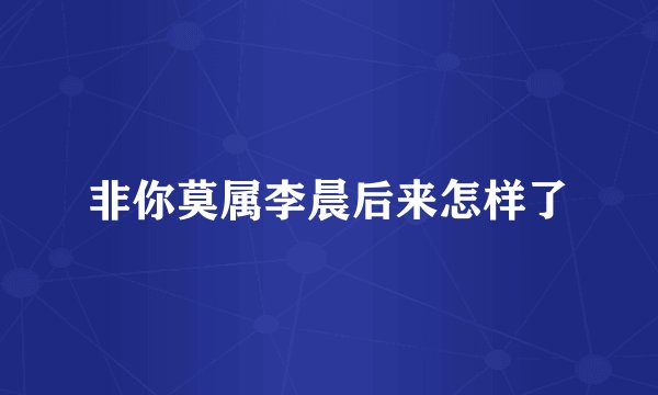非你莫属李晨后来怎样了
