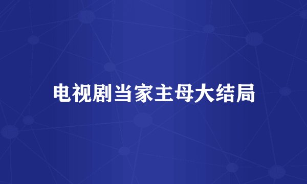 电视剧当家主母大结局