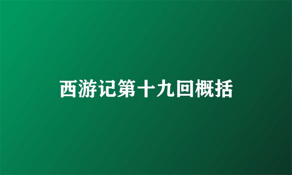 西游记第十九回概括