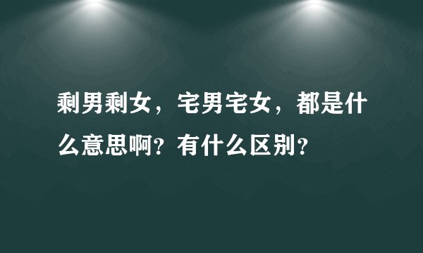 剩男剩女，宅男宅女，都是什么意思啊？有什么区别？