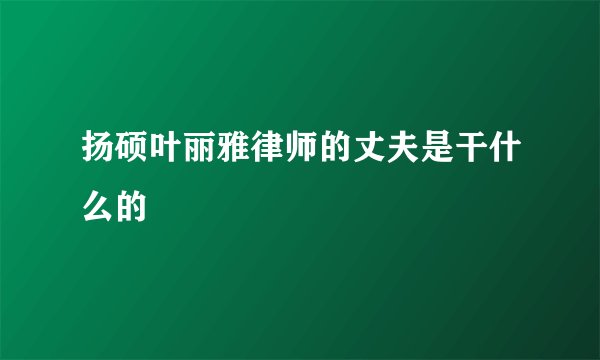 扬硕叶丽雅律师的丈夫是干什么的