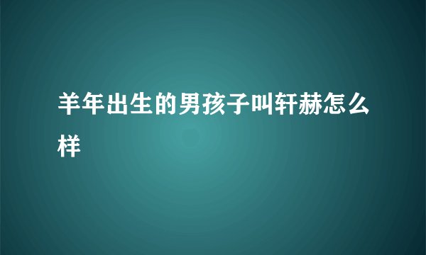 羊年出生的男孩子叫轩赫怎么样