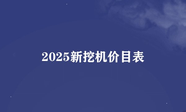 2025新挖机价目表