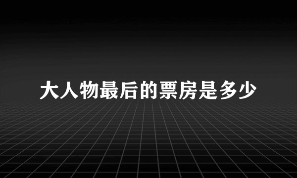 大人物最后的票房是多少