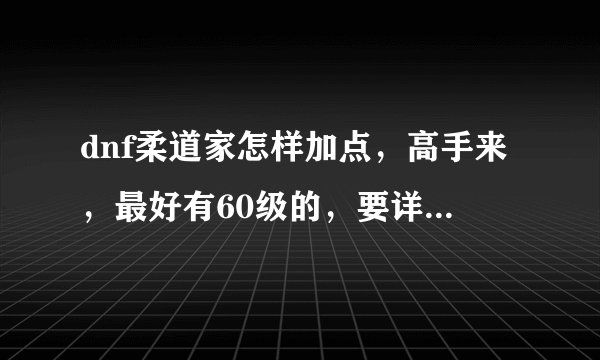 dnf柔道家怎样加点,高手来,最好有60级的,要详细的说明哦。