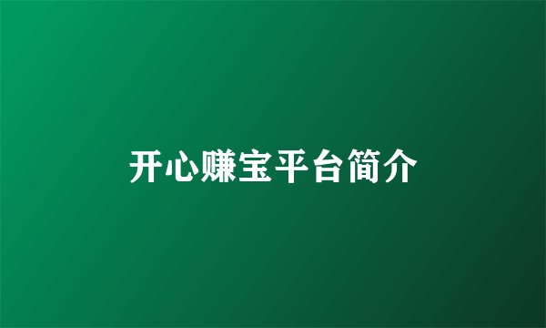 开心赚宝平台简介