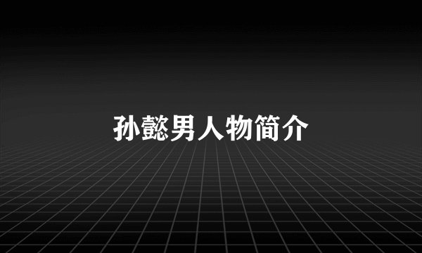 孙懿男人物简介