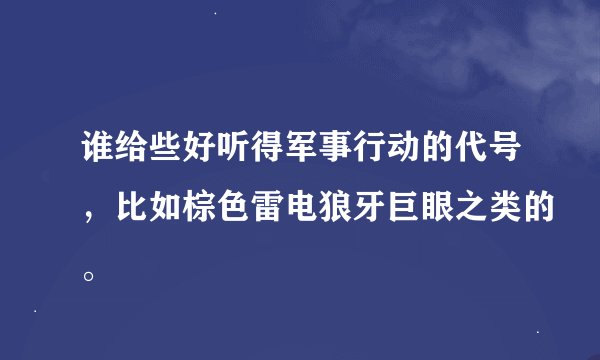谁给些好听得军事行动的代号，比如棕色雷电狼牙巨眼之类的。