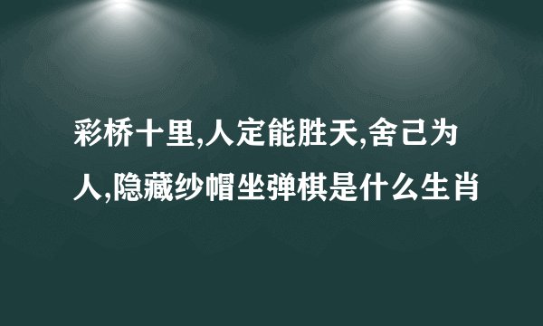 彩桥十里,人定能胜天,舍己为人,隐藏纱帽坐弹棋是什么生肖