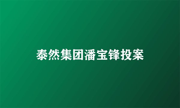 泰然集团潘宝锋投案