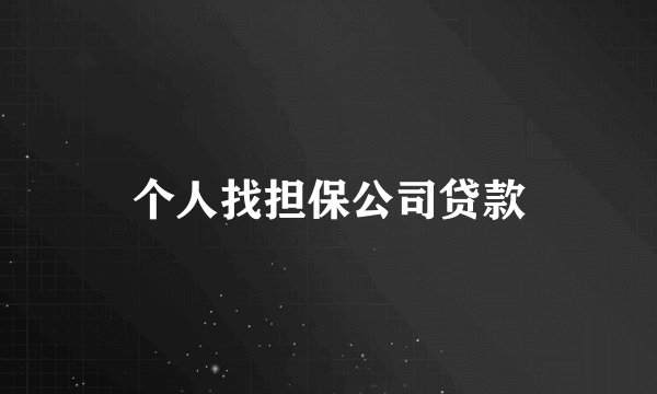 个人找担保公司贷款