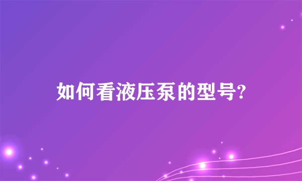 如何看液压泵的型号?