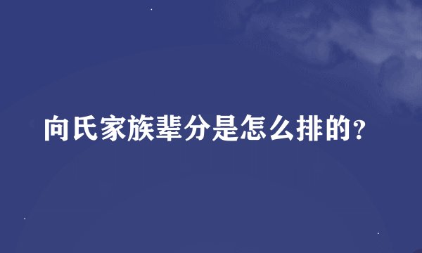 向氏家族辈分是怎么排的？