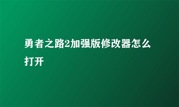 勇者之路2加强版修改器怎么打开