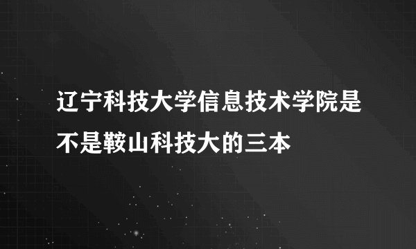 辽宁科技大学信息技术学院是不是鞍山科技大的三本