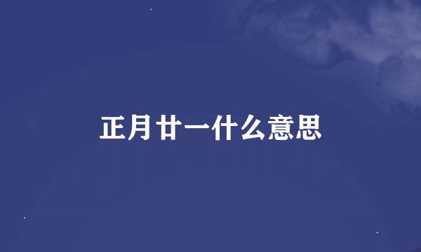 正月廿一什么意思