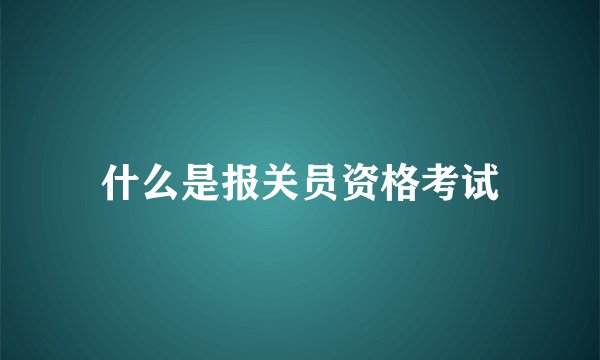 什么是报关员资格考试