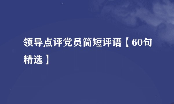 领导点评党员简短评语【60句精选】