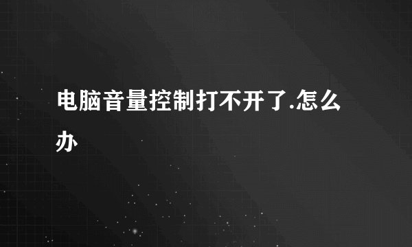 电脑音量控制打不开了.怎么办