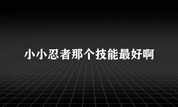 小小忍者那个技能最好啊