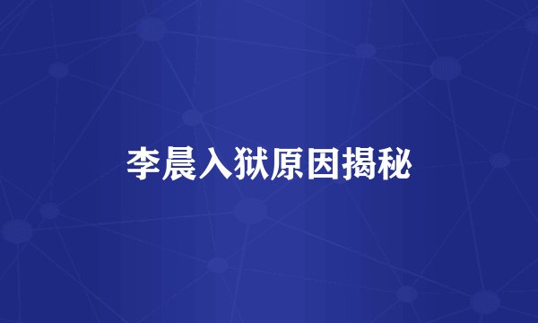 李晨入狱原因揭秘