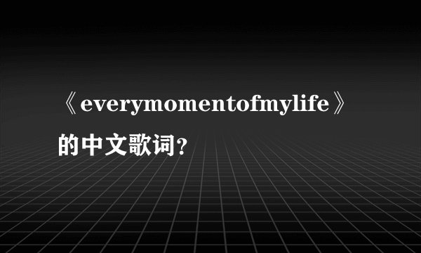 《everymomentofmylife》的中文歌词？