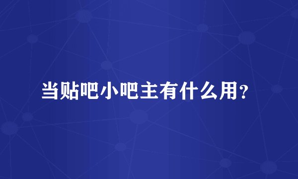 当贴吧小吧主有什么用？
