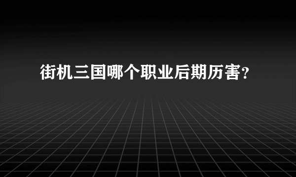 街机三国哪个职业后期历害？