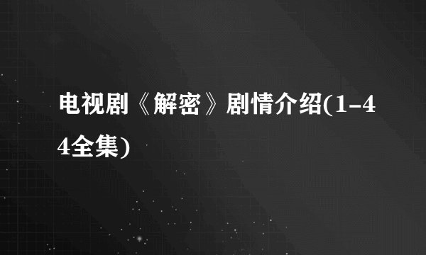 电视剧《解密》剧情介绍(1-44全集)