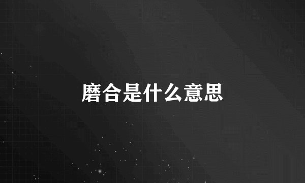 磨合是什么意思