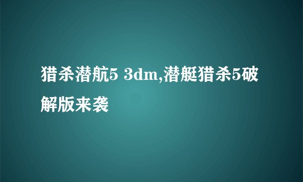 猎杀潜航5 3dm,潜艇猎杀5破解版来袭