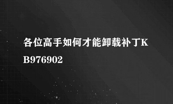 各位高手如何才能卸载补丁KB976902