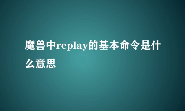 魔兽中replay的基本命令是什么意思