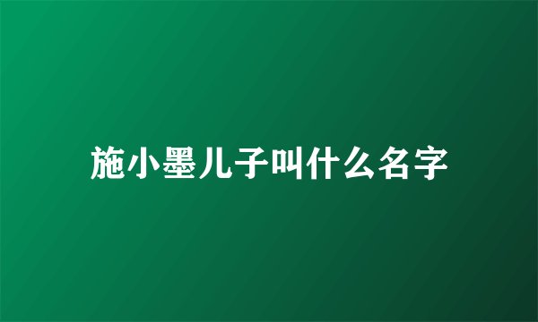 施小墨儿子叫什么名字