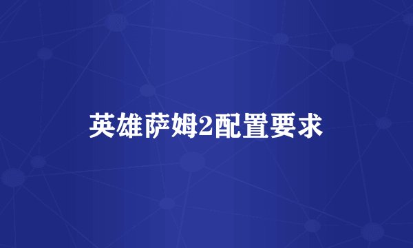 英雄萨姆2配置要求