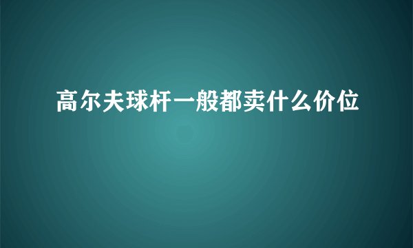 高尔夫球杆一般都卖什么价位