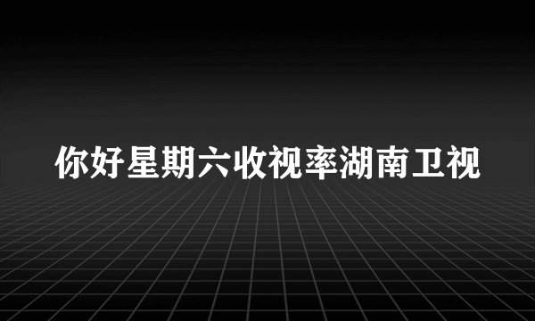 你好星期六收视率湖南卫视