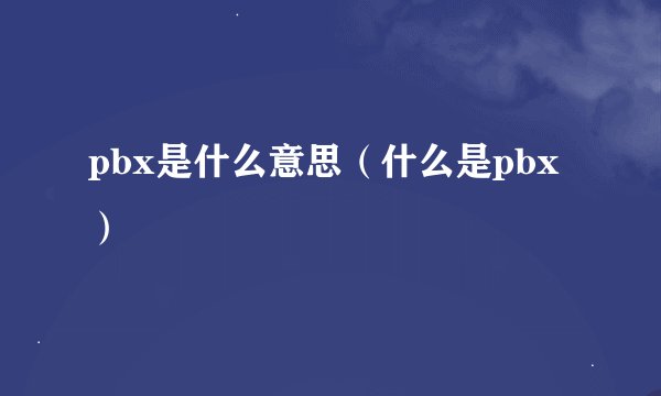 pbx是什么意思（什么是pbx）