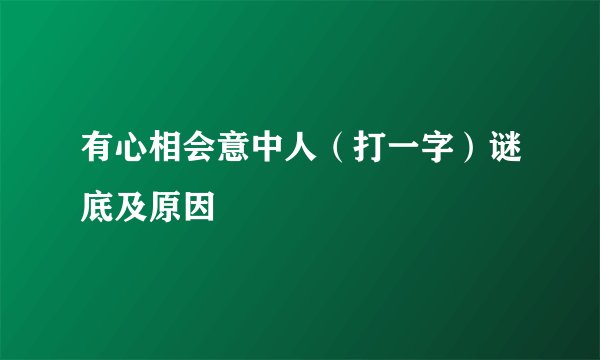 有心相会意中人（打一字）谜底及原因