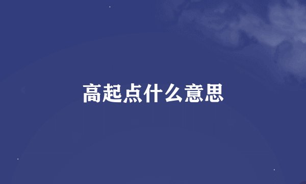 高起点什么意思
