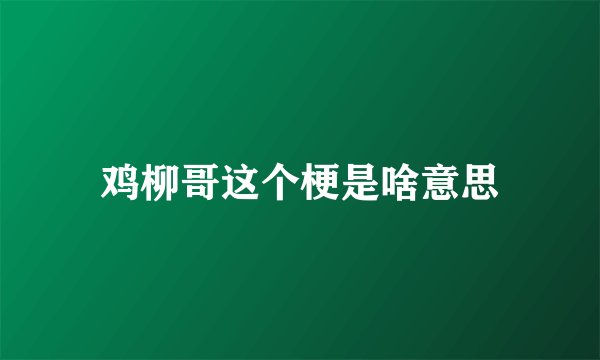 鸡柳哥这个梗是啥意思