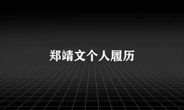 郑靖文个人履历