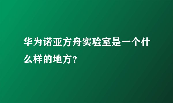 华为诺亚方舟实验室是一个什么样的地方？