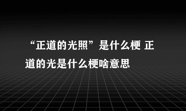 “正道的光照”是什么梗 正道的光是什么梗啥意思