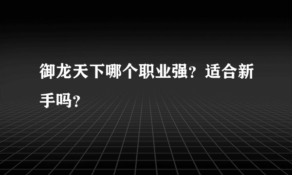 御龙天下哪个职业强？适合新手吗？