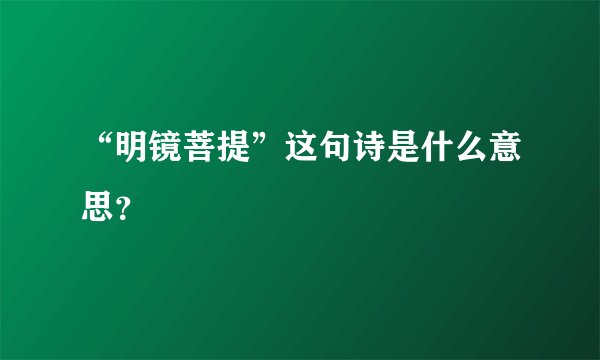 “明镜菩提”这句诗是什么意思？