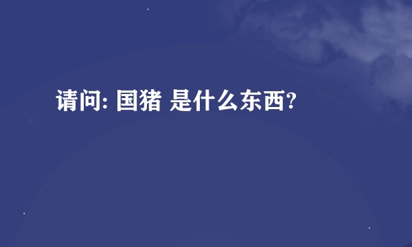 请问: 国猪 是什么东西?