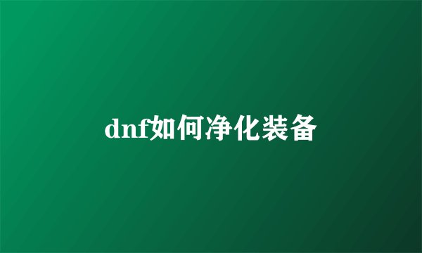 dnf如何净化装备